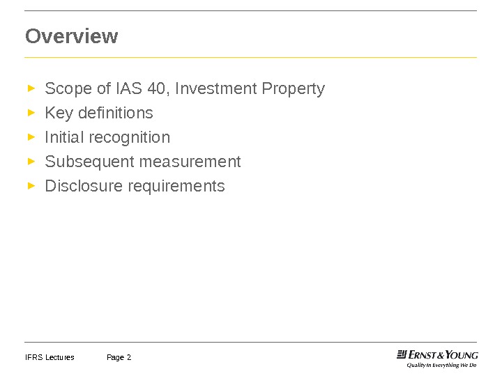 IFRS Lectures Investment Property IFRS Lectures Page
