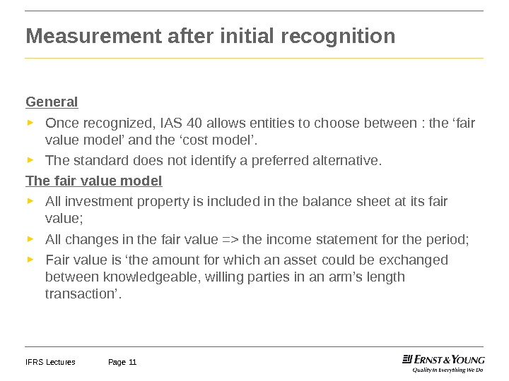 IFRS Lectures Investment Property IFRS Lectures Page