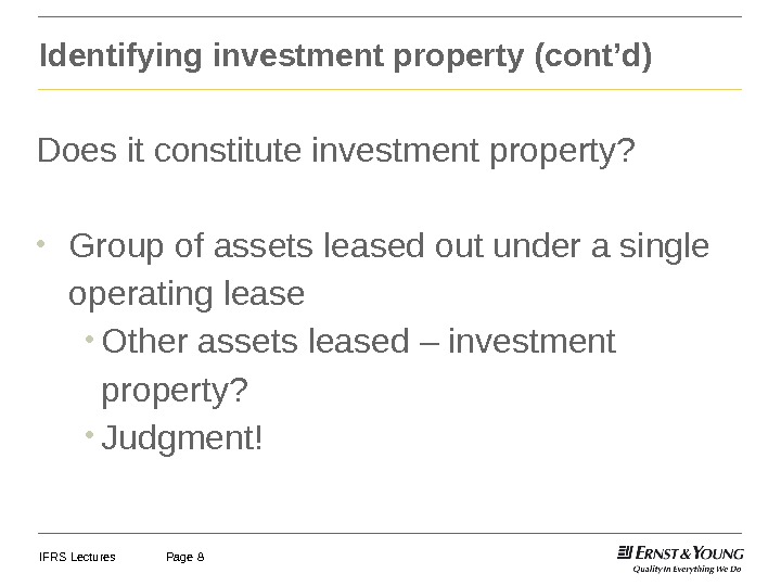 IFRS Lectures Investment Property IFRS Lectures Page