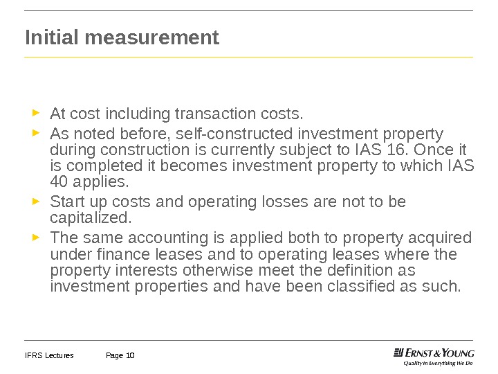 IFRS Lectures Investment Property IFRS Lectures Page