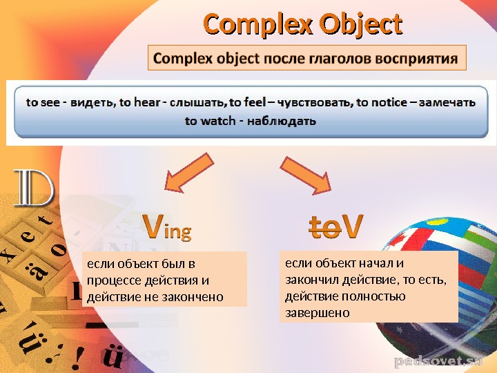 Translate into english using the complex object with the participle он слышал как студенты отвечали