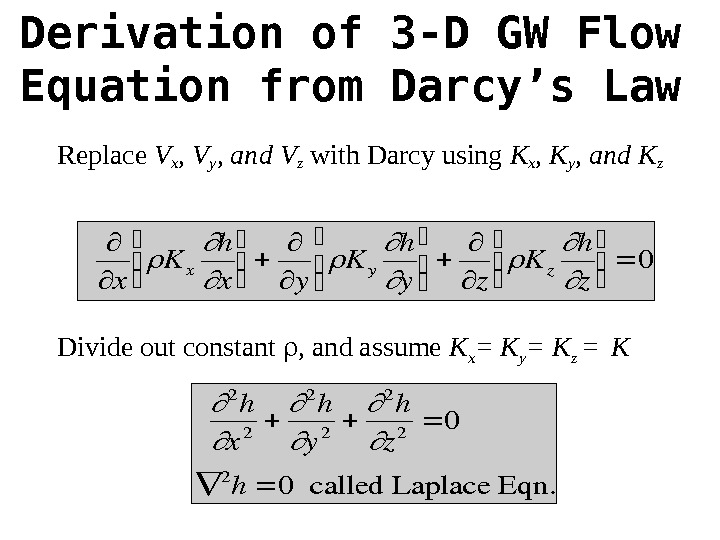 Darcy law Figure from Hornberger et al.