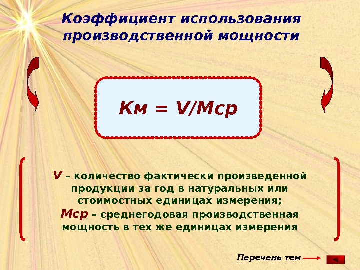 Единицы измерения производственной мощности. Коэффициент использования производственной. Коэффициент использования производственной мощности. Коэффициент использования энергии.