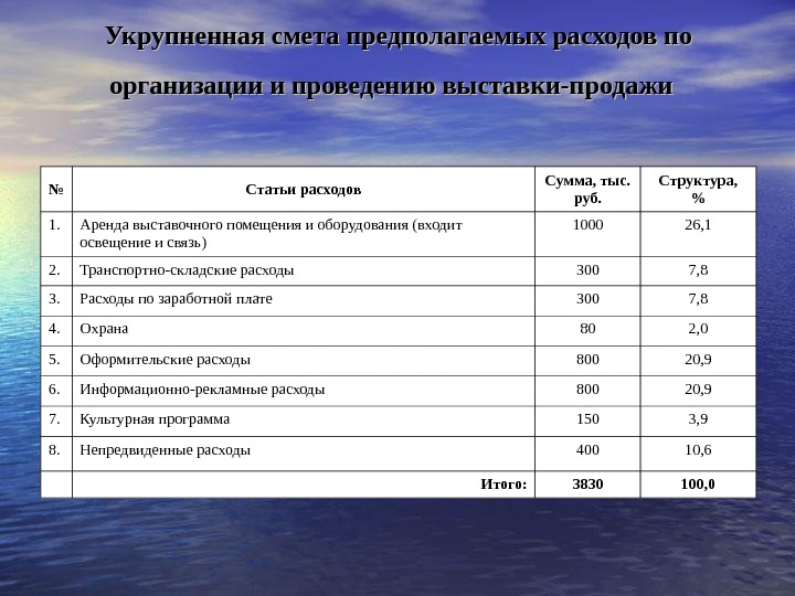 План организации и проведения выставки