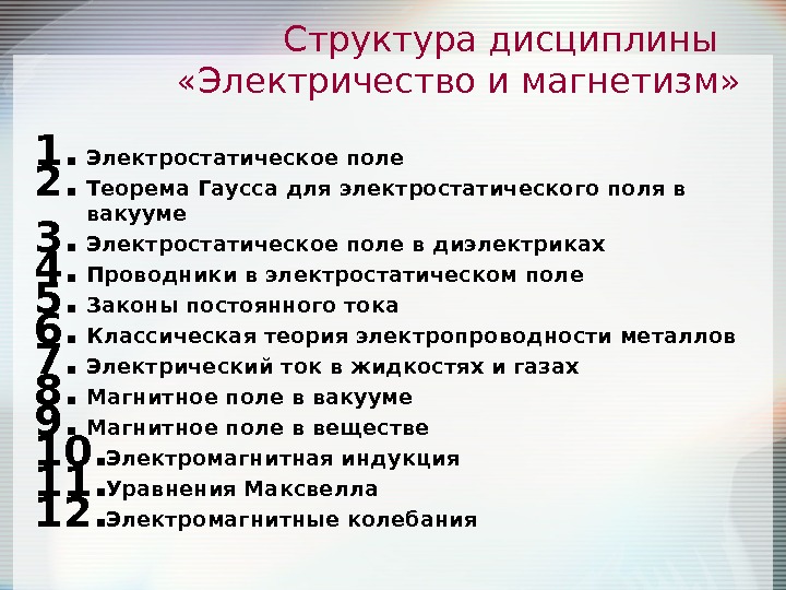 Структура дисциплины