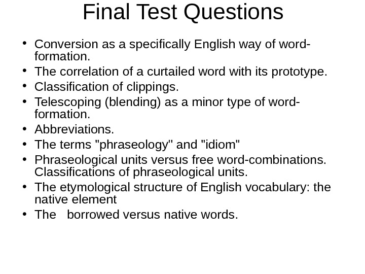 English Lexicology. Part 1. Word-Building Lecture 1. The