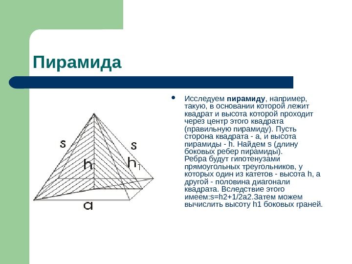 Построить изображение пирамиды в основании которой лежит квадрат