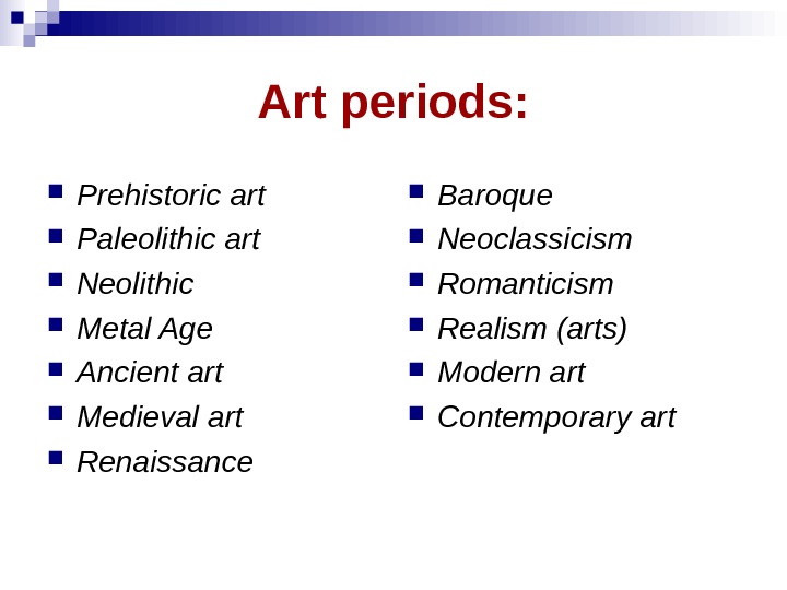 History Of Art Art Periods