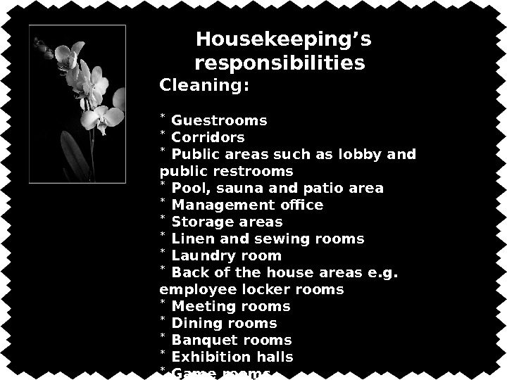 Описание презентации Housekeepin g department manager Housekeeping departme...