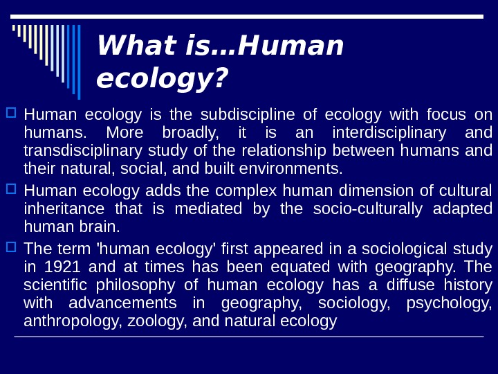 research study about human ecology