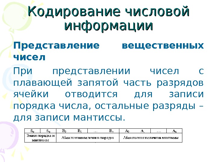 Представление числовой информации. Числовая информация примеры. Кодирование чисел с плавающей запятой. Числовая информация это определение. Вещественное кодирование вещественных чисел.