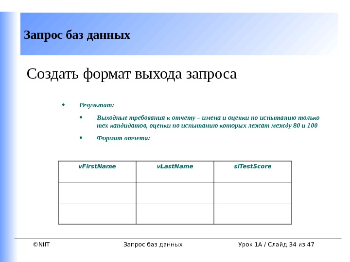 Формат в запросе. Запросы базы данных. Понятие запроса к базе данных.