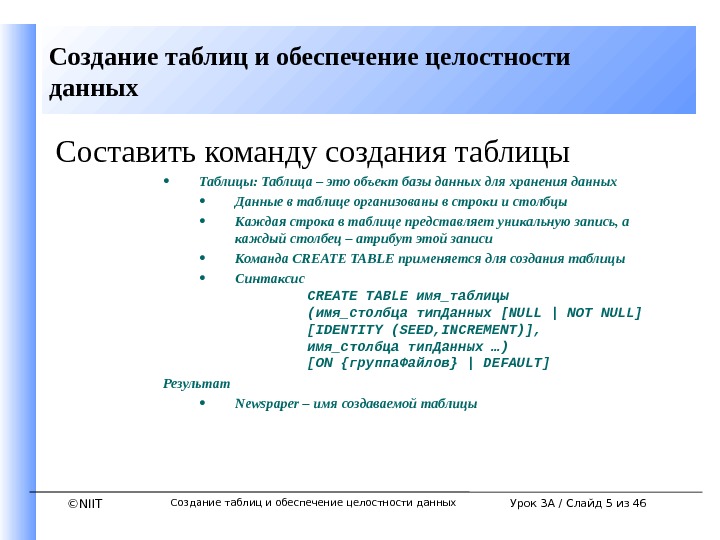 Обеспечение целостности баз данных