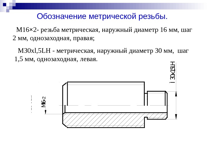 Обозначение метрической резьбы с мелким шагом на чертежах