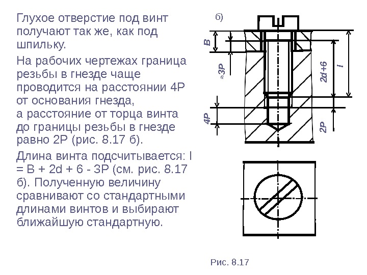 Глухое резьбовое отверстие на чертеже