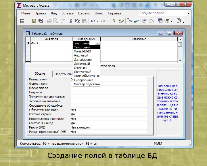 Access date. Типы данных полей access. Типы данных полей MS access. Типы данных полей таблицы MS access. Типы полей таблицы базы данных MS access.