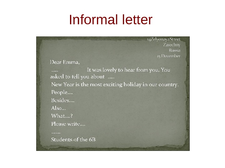 Informal letters презентация