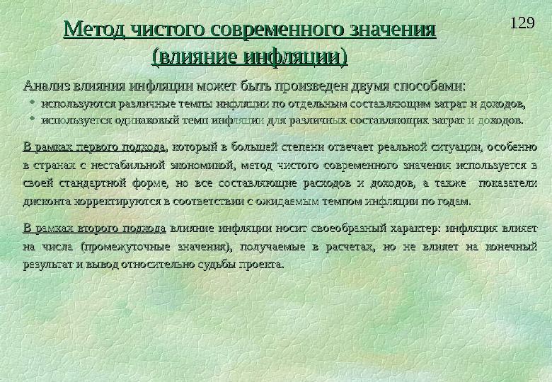 Чистое современное значение инвестиционного проекта