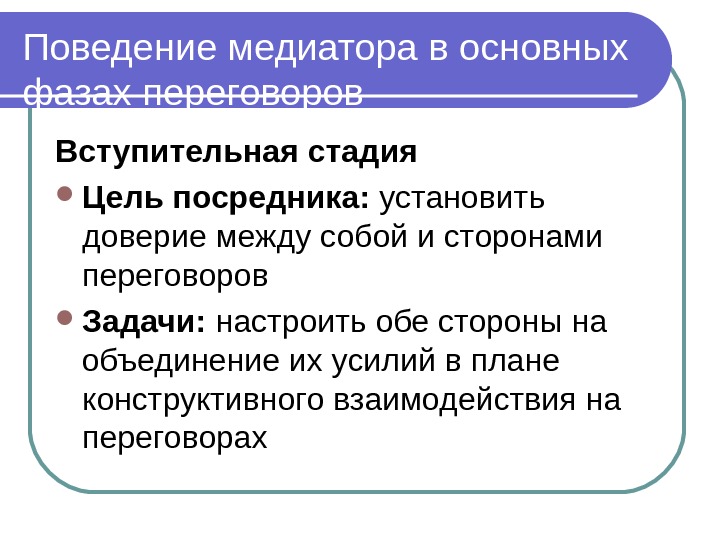 Посредничество в переговорах презентация