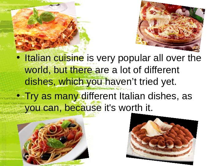 Italian cuisine презентация