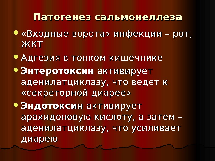 Патогенез сальмонеллеза схема