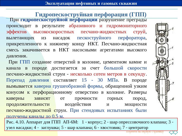 Принципиальная схема гидропескоструйной перфорации