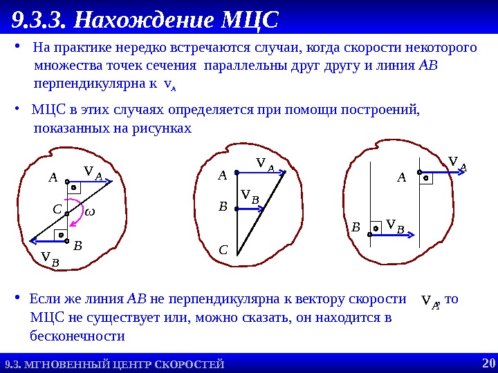 Центр скоростей. Теорема о мгновенном центре скоростей (МЦС).. Способы нахождения МЦС. Мгновенный центр скоростей термех. Мгновенный центр скоростей теоретическая механика колеса.