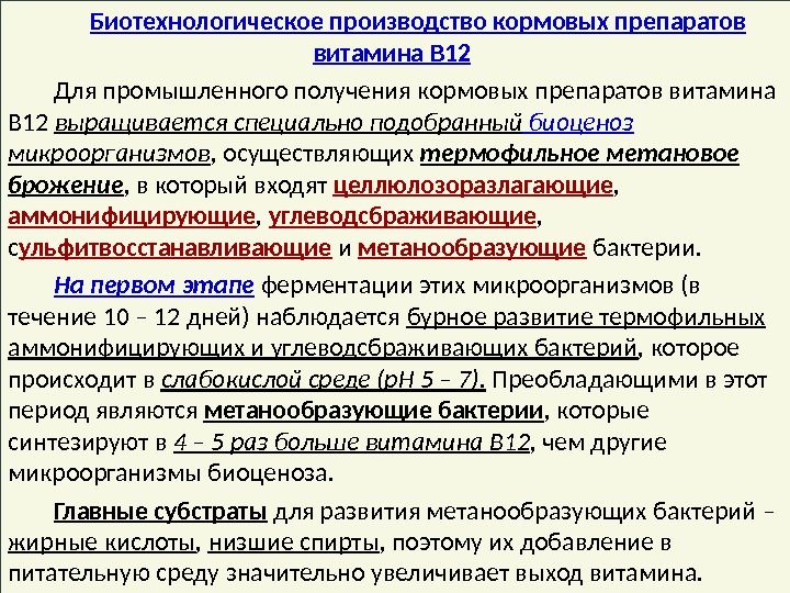 Биотехнология получения витаминов презентация