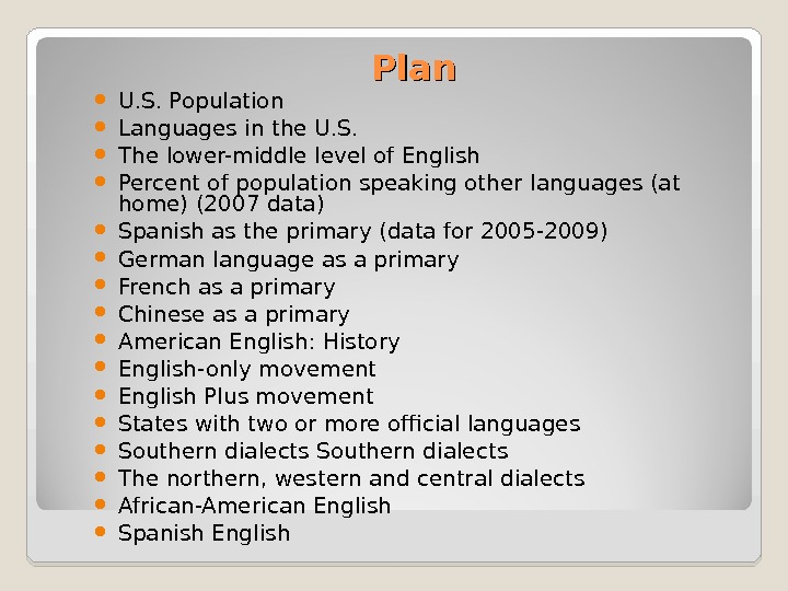 The language situation in the U. S. Anna
