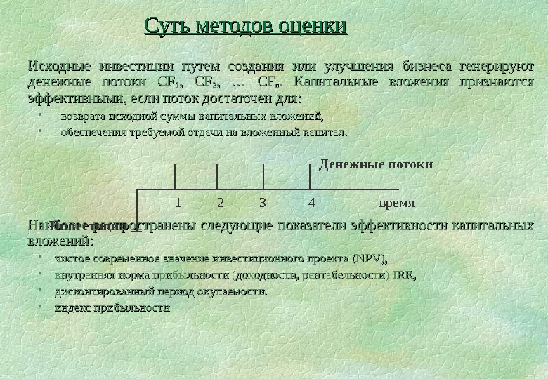 Первоначальные инвестиции. Капитальные вложения признаются эффективными если. Суть методов. Капитальные вложения признаются эффективными.