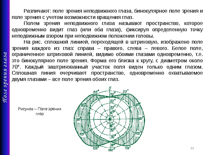 Прочитайте текст расположенный справа бинокулярное. Поле зрения неподвижного глаза. Границы поля зрения человека. Поле зрения обоих глаз. Методика определения поля зрения физиология.