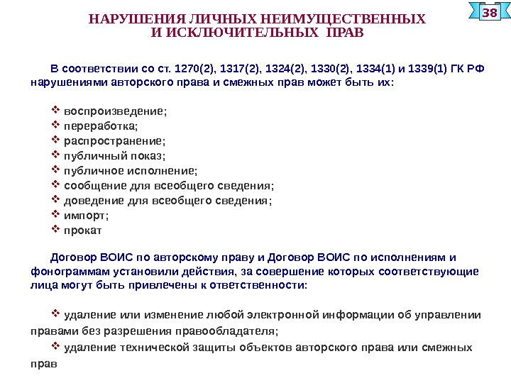 Исключительные нарушения. Виды личных неимущественных прав. Ответственность за нарушение личных неимущественных прав. Ст 1270 ГК РФ. Нарушение исключительных прав правообладателя.