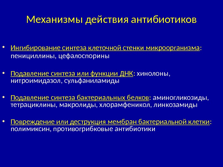 Какие антибиотики ингибируют синтез микробной стенки