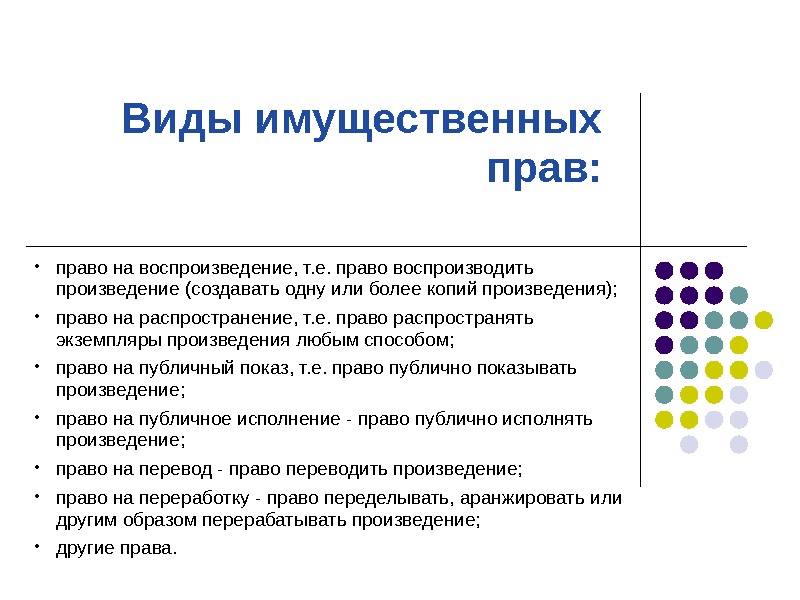 Имущественные права презентация