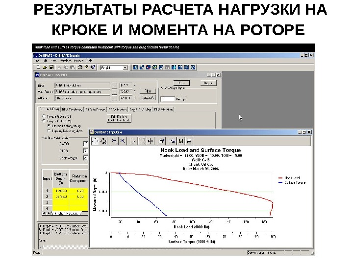 Программа траектория. Расчет нагрузки на крюке. Результаты расчета нагрузок. Расчётный вес на крюке.