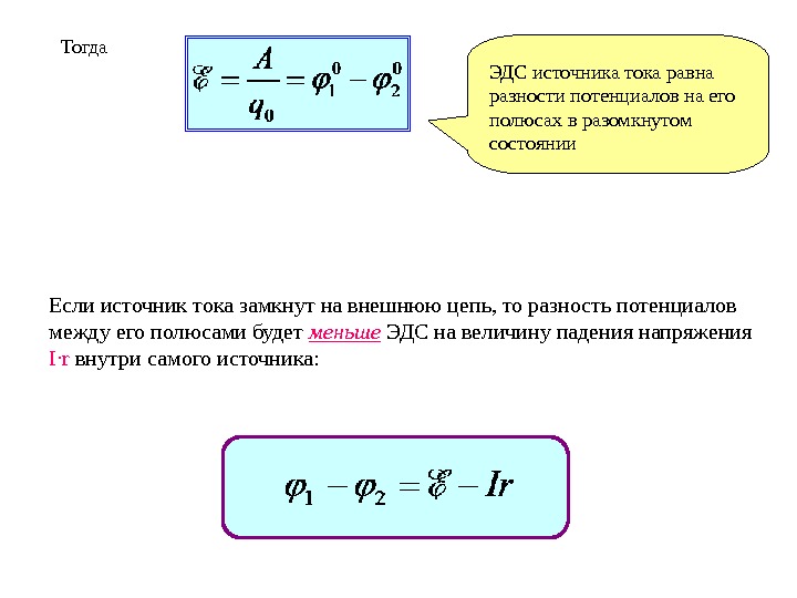 Электродвижущая сила источника тока закон ома для полной цепи презентация