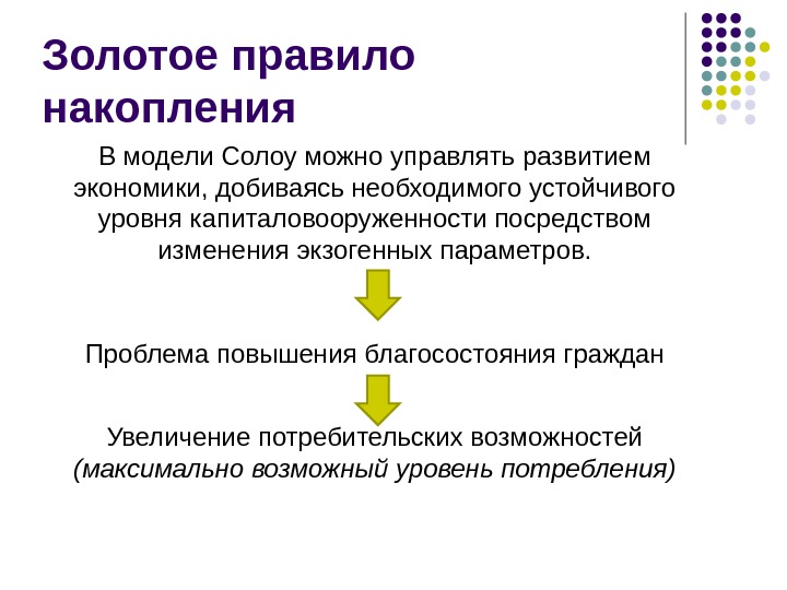 Правила моделей. Золотое правило накопления капитала формула. Золотое правило накопления Солоу. Модель Солоу золотое правило. Золотое правило экономического роста Солоу.