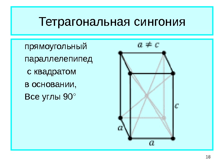 Прямоугольный параллелепипед углы основания. Тетрагональная сингония 100. Тетрагональная решетка. Прямоугольный параллелепипед с основанием квадрат. Параллелепипед с основанием квадрат.