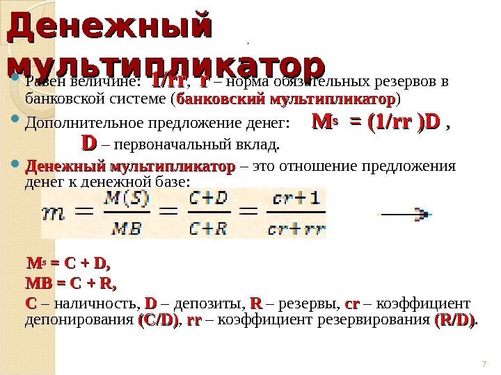 Мультипликатор равен 1