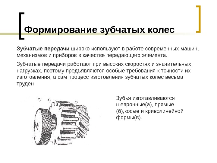 Виды зубчатых передач презентация