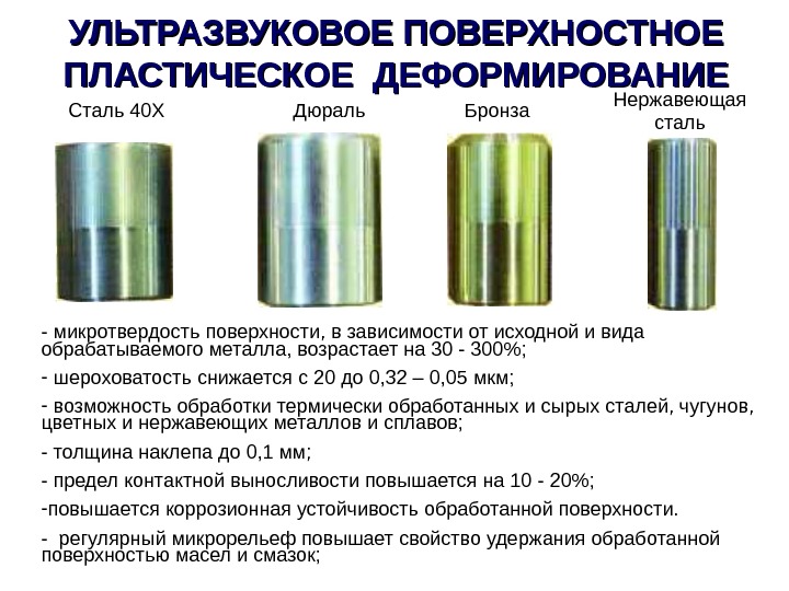 Поверхностное пластическое деформирование. Ультразвуковое поверхностное пластическое деформирование. Упрочнение деталей поверхностным пластическим деформированием. Методы обработки поверхностей пластическим деформированием. Ультразвуковое упрочнение металла.