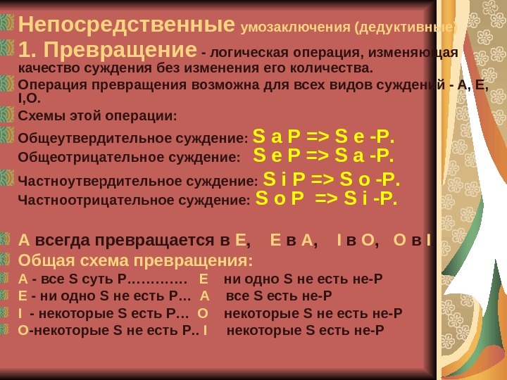 Вывод суждений. Операция превращения в логике. Операция обращения и превращения в логике. Как сделать превращение в логике. Превращение и обращение в логике.