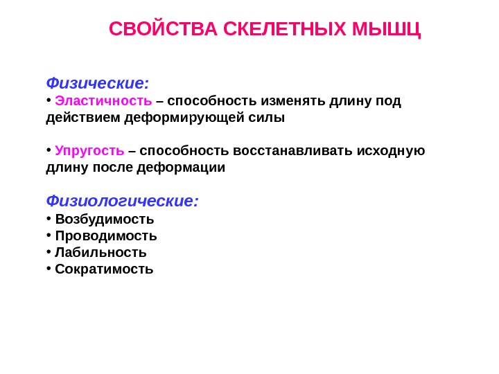 Способность изменяться. Физические и физиологические свойства скелетных мышц. Основные физические свойства мышц. Свойства скелетных мышц. Функции скелетных мышц физиология.