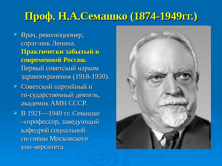 Николай александрович семашко презентация