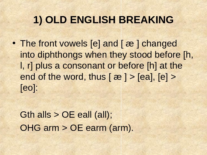 Didst old english. Breaking in old English. Vowel System in old English. Old English Phonetics. Consonants in old English.