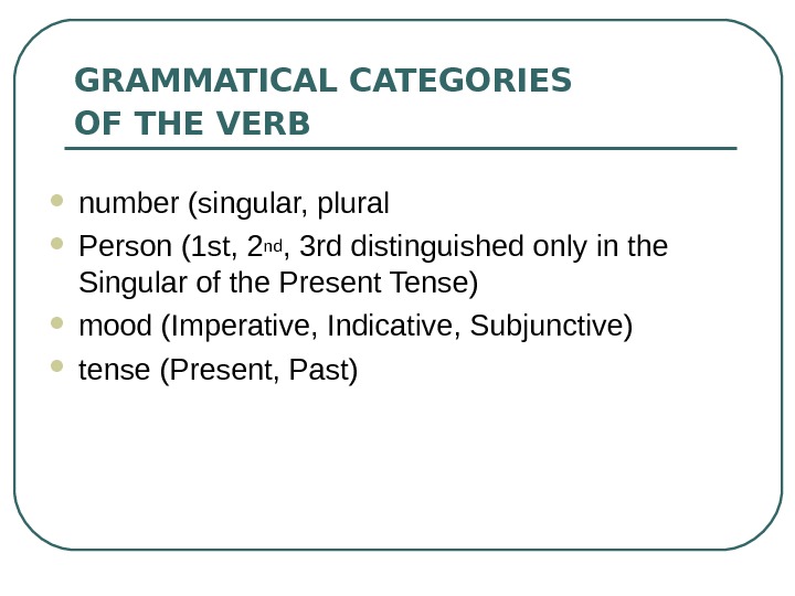 Grammatical categories of verbs. Categories of verb. Categories of English verb. The category of number презентация.