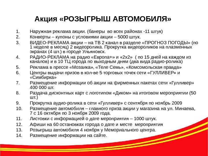 Презентация автомобиля 6 точек