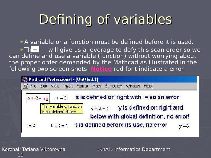 Introduction to Mathcad Theoretical and Practical training Korchak