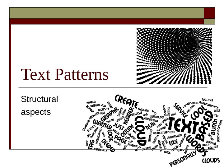 Text Patterns Structural aspects Narration Relating Events