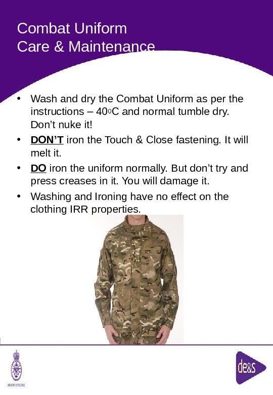 Personal Clothing System A User’s Guide The Defence